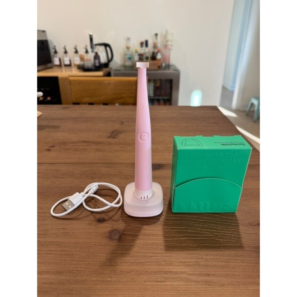 Flaus Electric Flosser Pink Sonic Vibrating Tool with Charging Base and Refills